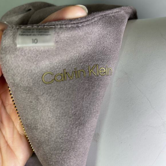 Calvin Klein dress size 10 faux suede NWT mocha brown office work longline suit - Picture 10 of 11